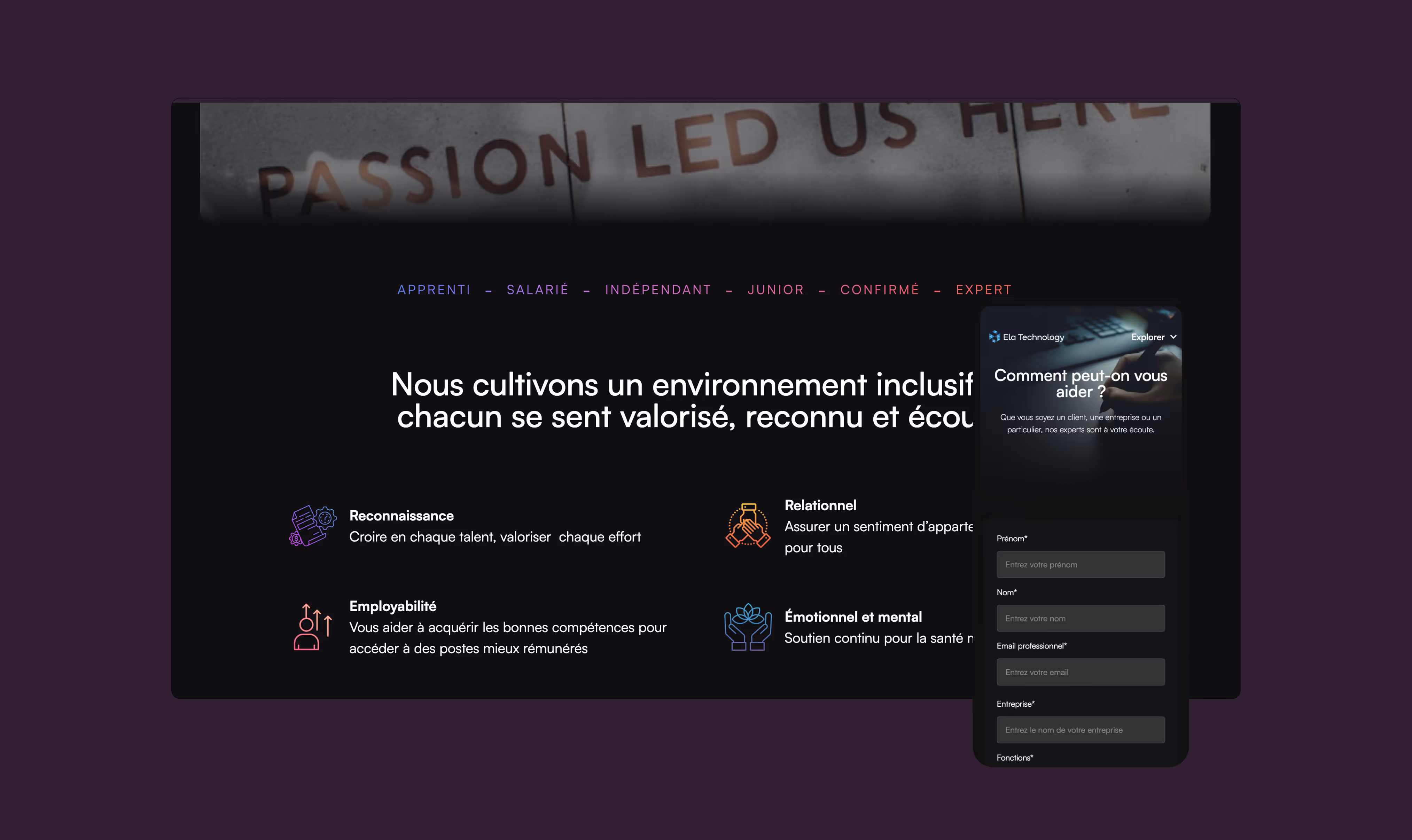 Ela Technology offer page layouts