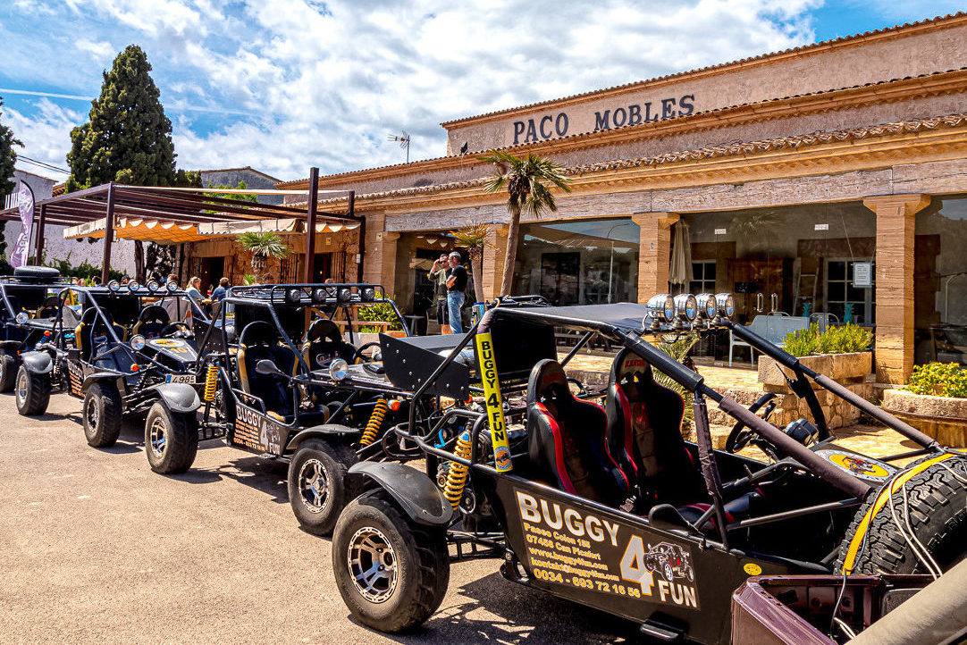 Line of buggies ready for a tour in Mallorca
