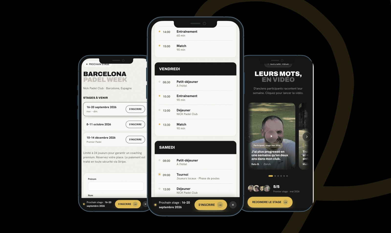 Padel Camp Barcelona website section