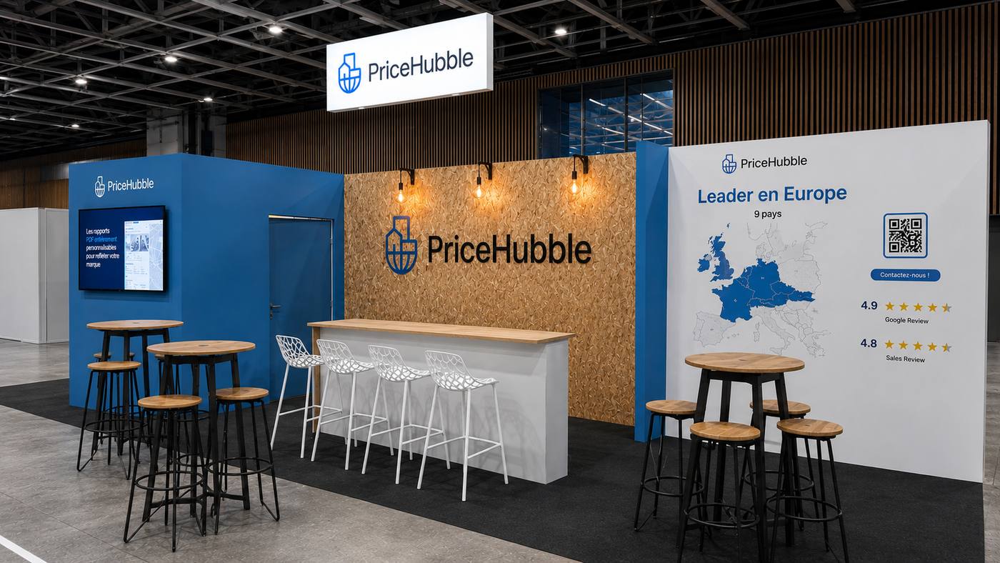 The PriceHubble booth at RENT Paris before opening